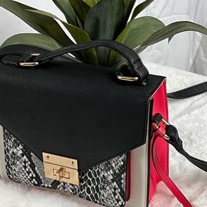 Call It Spring Collection Crossbody Hot Pink Alligator black and white